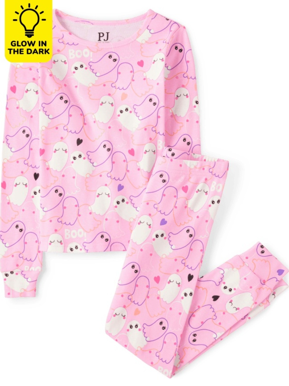 NWT Girls Glow in the Dark Ghost Snug Fit Cotton Pajamas Sz 8